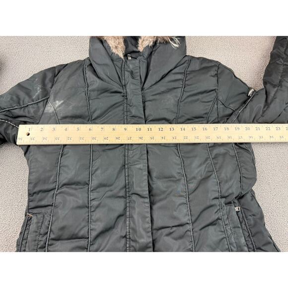 Post Card Women's Medium Black Hooded Fur Trim Puffer Coat - Picture 7 of 16